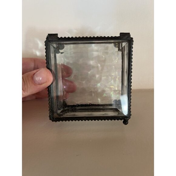 J. Devlin Clear beveled glass trinket display jewelry box Y2K hinged - Picture 14 of 14